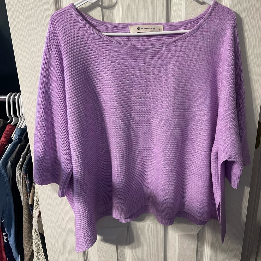The Impeccable Pig Purple Boxy Sweater